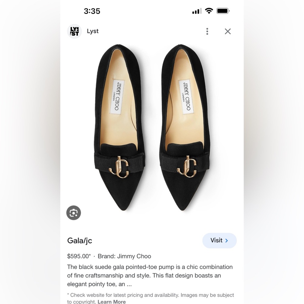 Jimmy Choo Black Flats with Gold Emblem - Picture 2 of 7